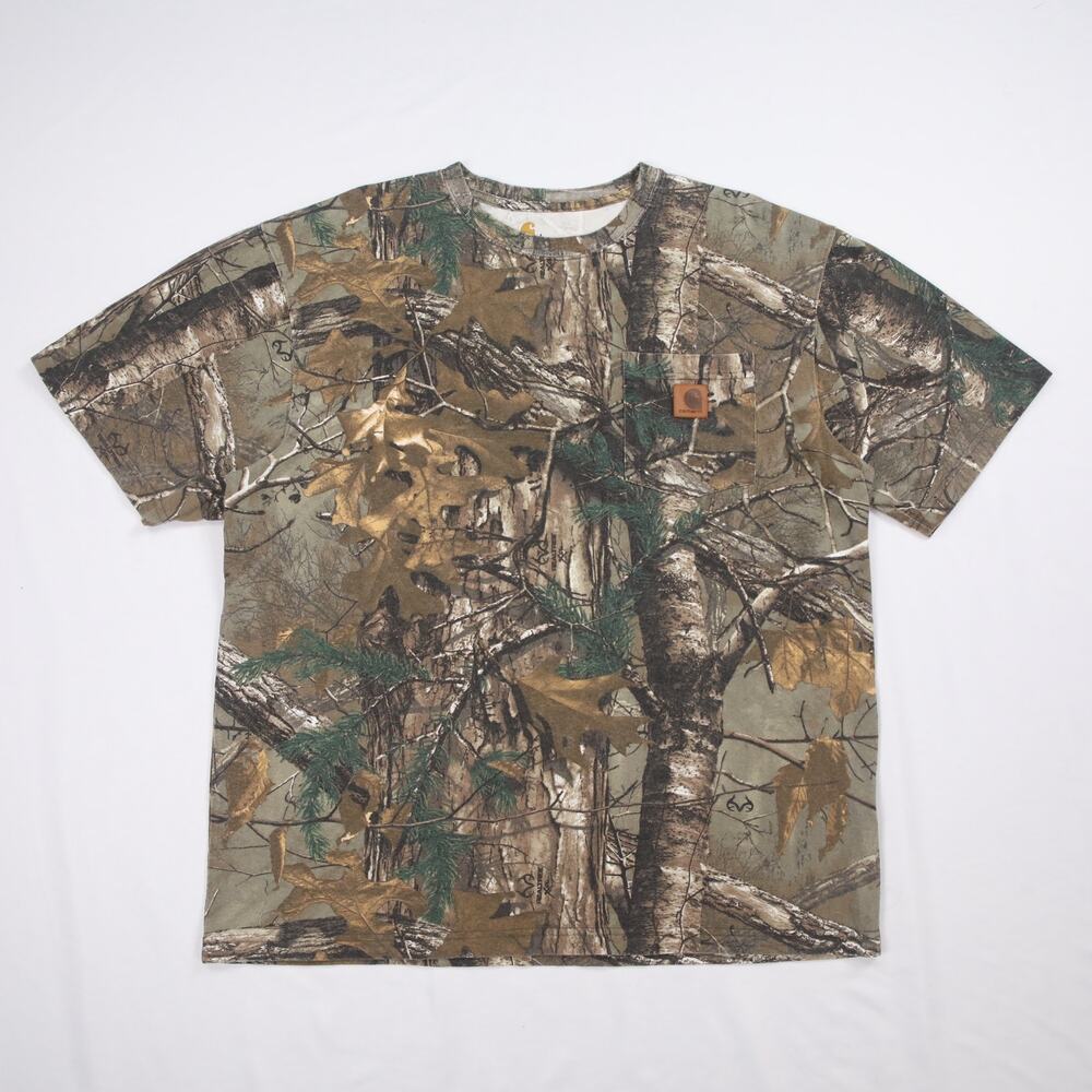 Vintage Carhartt K287 977 Realtree Camo Cotton Short Sleeve Pocket Shirt Large